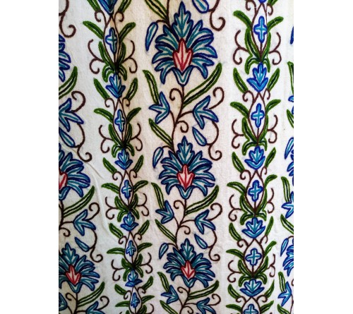 3 Lines Blue Embroidered Curtain