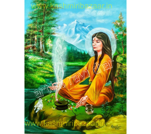 Painting of Mata Lalleshwari in Dhyana Mudra