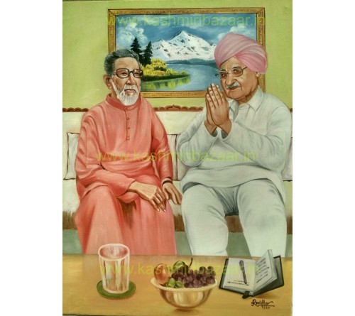 Painting of Pandit Amar Nath Vaishnavi Ji and Shri Bala Saheb Thakre Ji